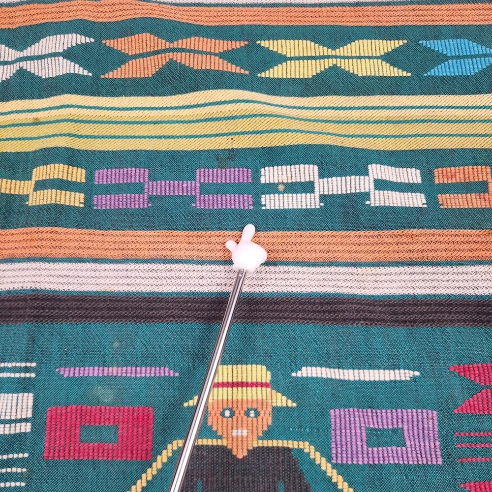 Vintage Handwoven Guatemalan Tapestry Teal Mayan Folk Art Bird Textile 60x30